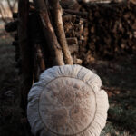 Floret emb knit pudebetræk - Ø.50 cm - Natur