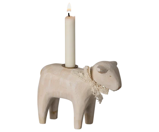 Maileg - Lysestage - Lam - Råhvid