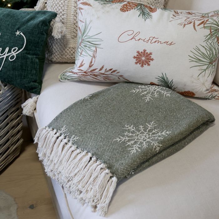 Aix Plaid af overskudsgarn m. iskrystaller - Oliven