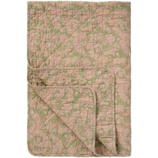 Quilt m. grønt og rosa paisleymønster